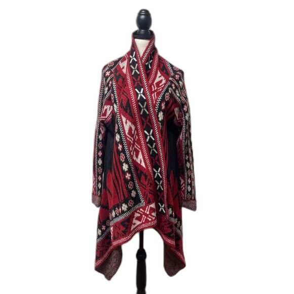 I JEANS BY BUFFALO Red/Black/White Open Cardigan Sweater, Naveah, Sz L - Picture 1 of 7